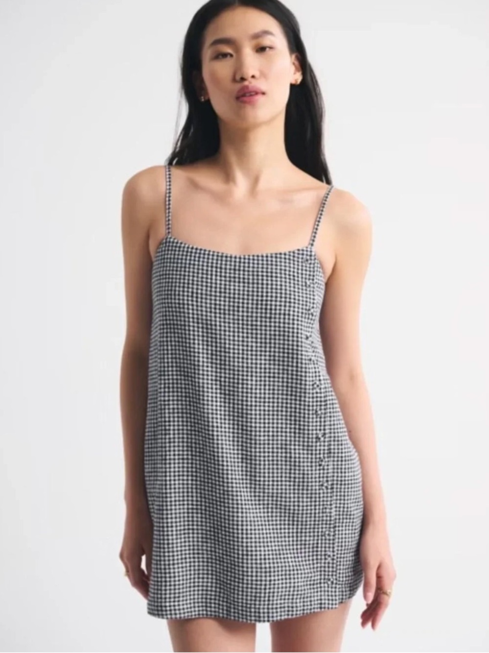 Abercrombie Gingham Slip Dress with Spaghetti Straps - Black/White- size XXL Tal